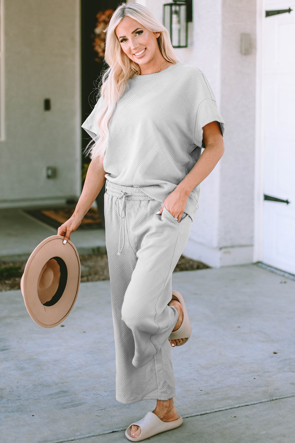 Ensemble t-shirt coupe ample texturé gris *-A WOMAN WE LOVE
