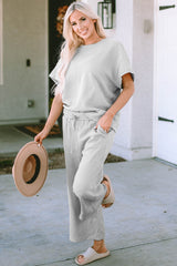 Ensemble t-shirt coupe ample texturé gris *-A WOMAN WE LOVE