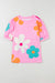 T-shirt rose à manches bulles et imprimé fleurs *