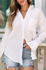 Chemise texturée à carreaux froissée blanche-A WOMAN WE LOVE