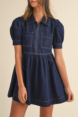 Vestido de mezclilla azul sucio, corpiño con cremallera *