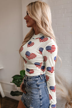 White body with long sleeve in glitter mesh Americaa