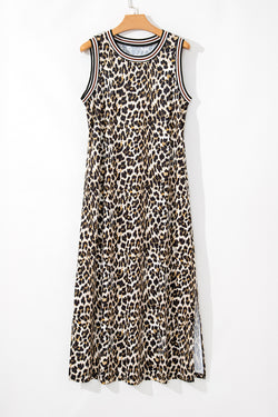 Vestido de manga de leopardo negro largo *