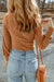 Brown textured long sleeve u-neck top