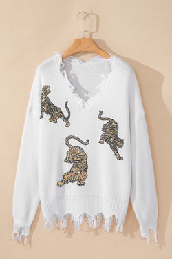 White flashed tiger sweater