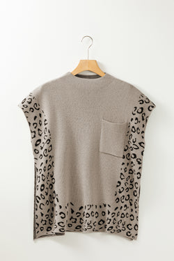 Ample Gray Smoked Gray with short sleeves and high collar with leopard border