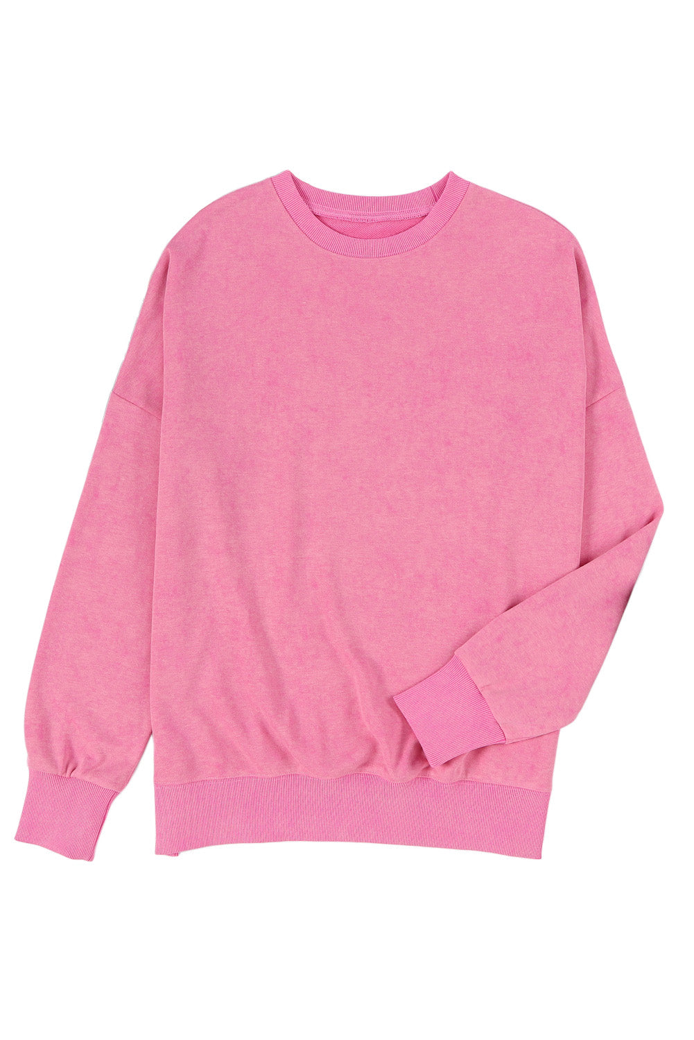 Sweat-shirt oversize rose à épaules tombantes et bordure côtelée