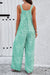 Moonlight Jade Printed Wide Strap Overalls