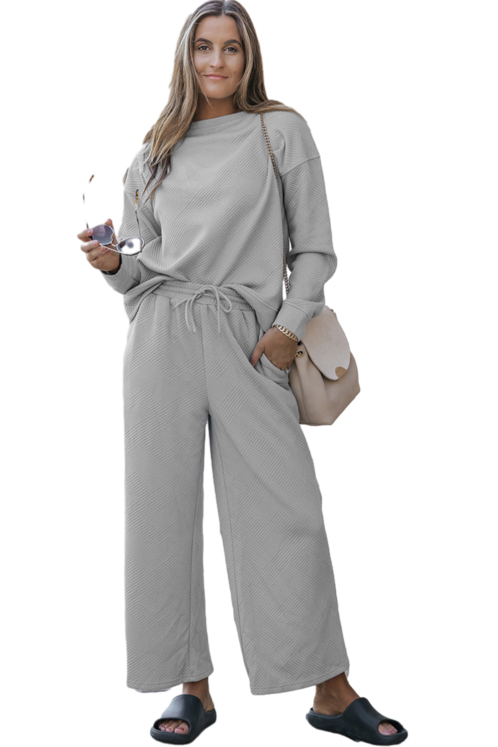 Grigio Ultra Sbose Textured 2PCs Slouchy Outfit