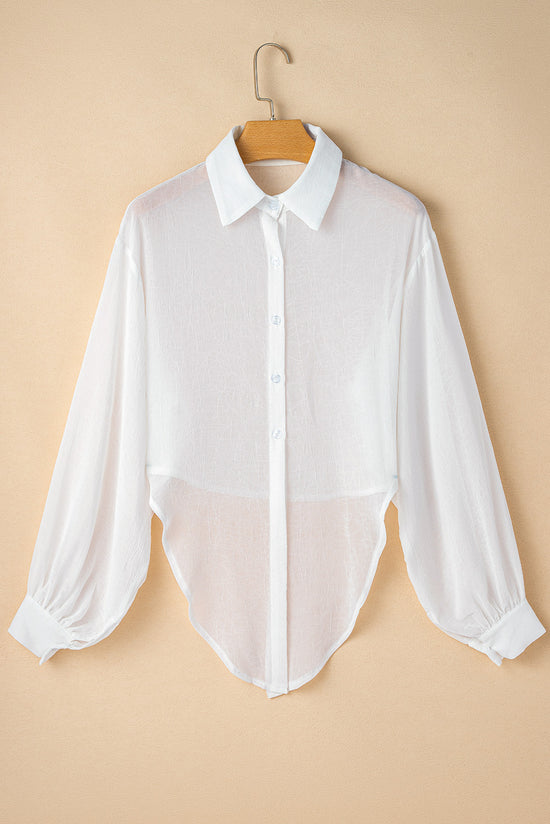 United white transparent shirt tied on the front, loose cut