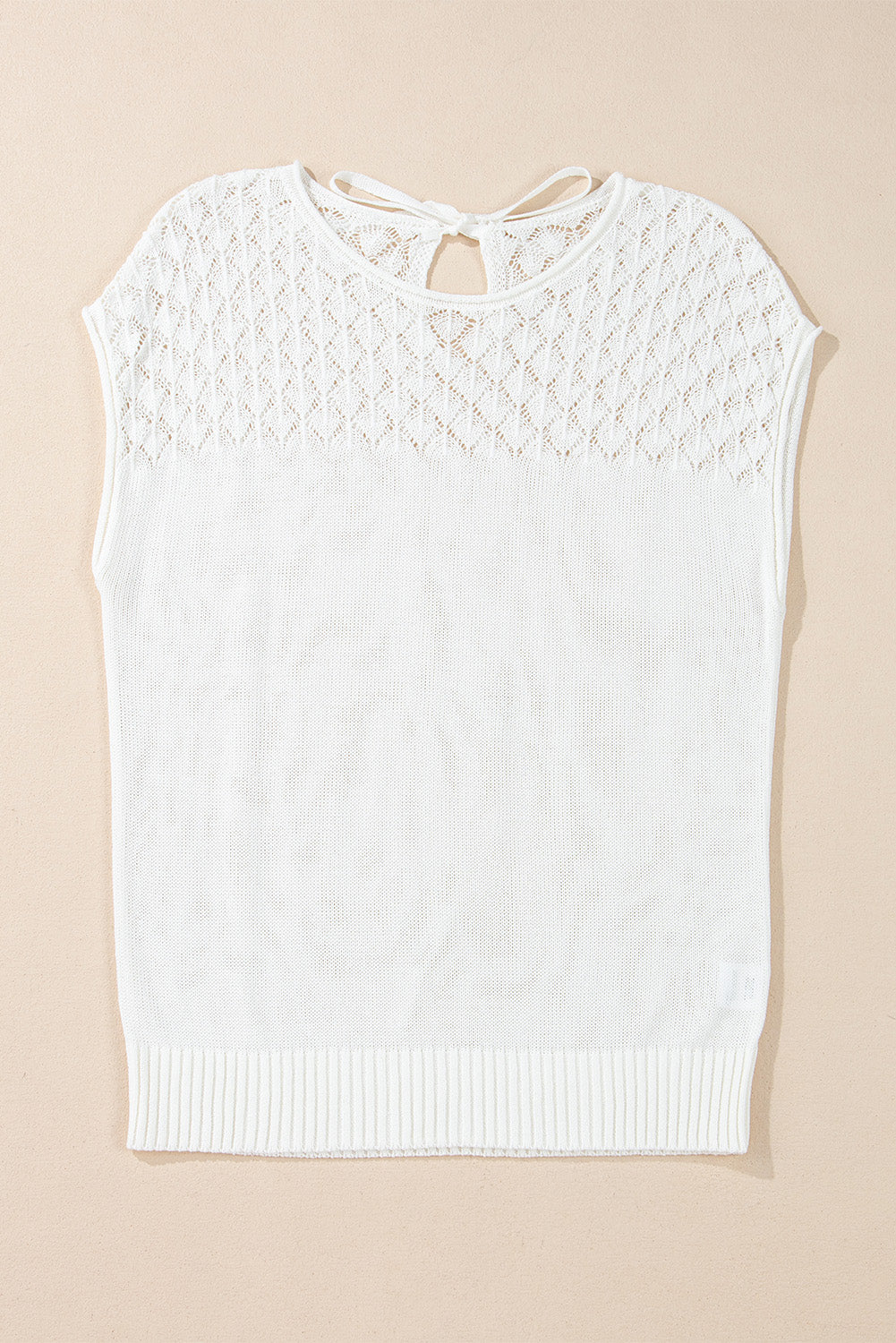 Pull blanc à manches courtes en tricot *