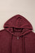 Dahlia Red Ribbed Drawstring Hoodie with Zip Front