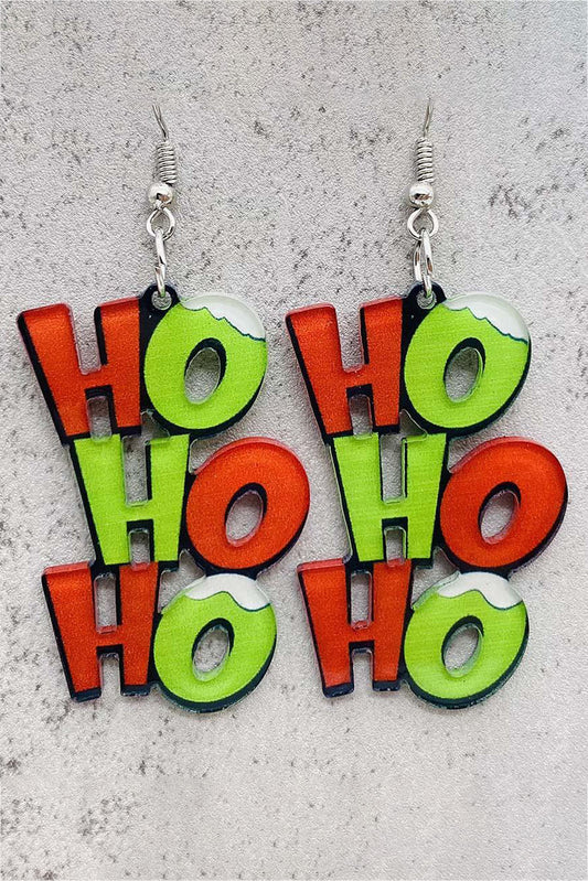 Boucles d'oreilles de Noël pendantes vertes HO HO HO