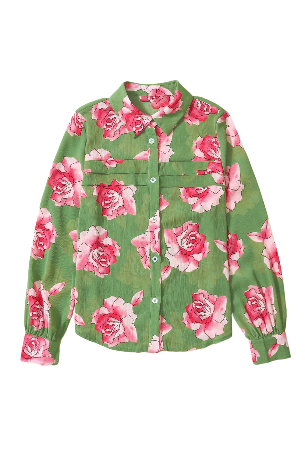 Chemise à manches bouffantes à imprimé floral vert vert