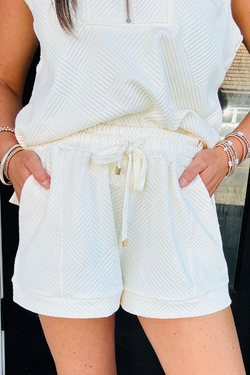 Ensemble short et débardeur texturé blanc *