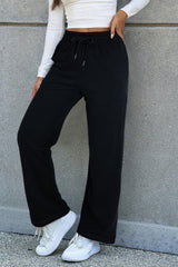 Black casual pants with size with tightening cord and united fleece lining