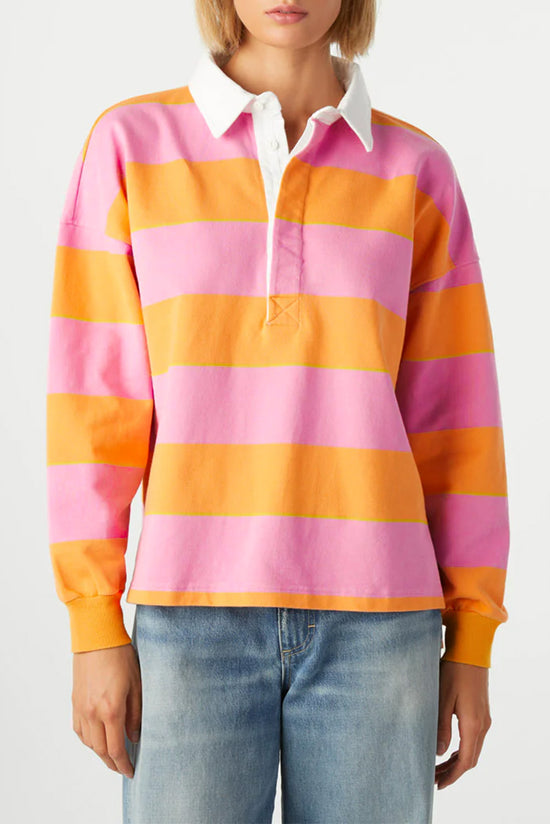 Yellow striped polo neck sweatshirt