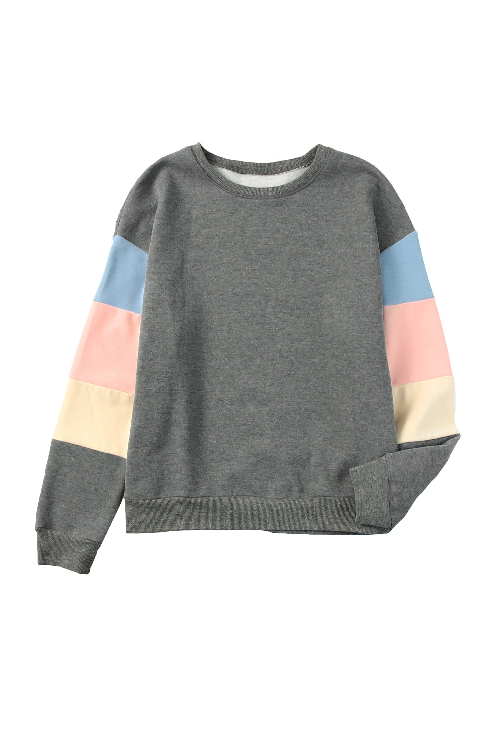 Sweat-shirt gris colorblock à manches longues