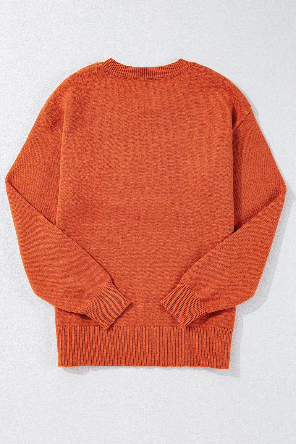 Orange Boo - Ribbed Drop Shoulder Knitted Sweater