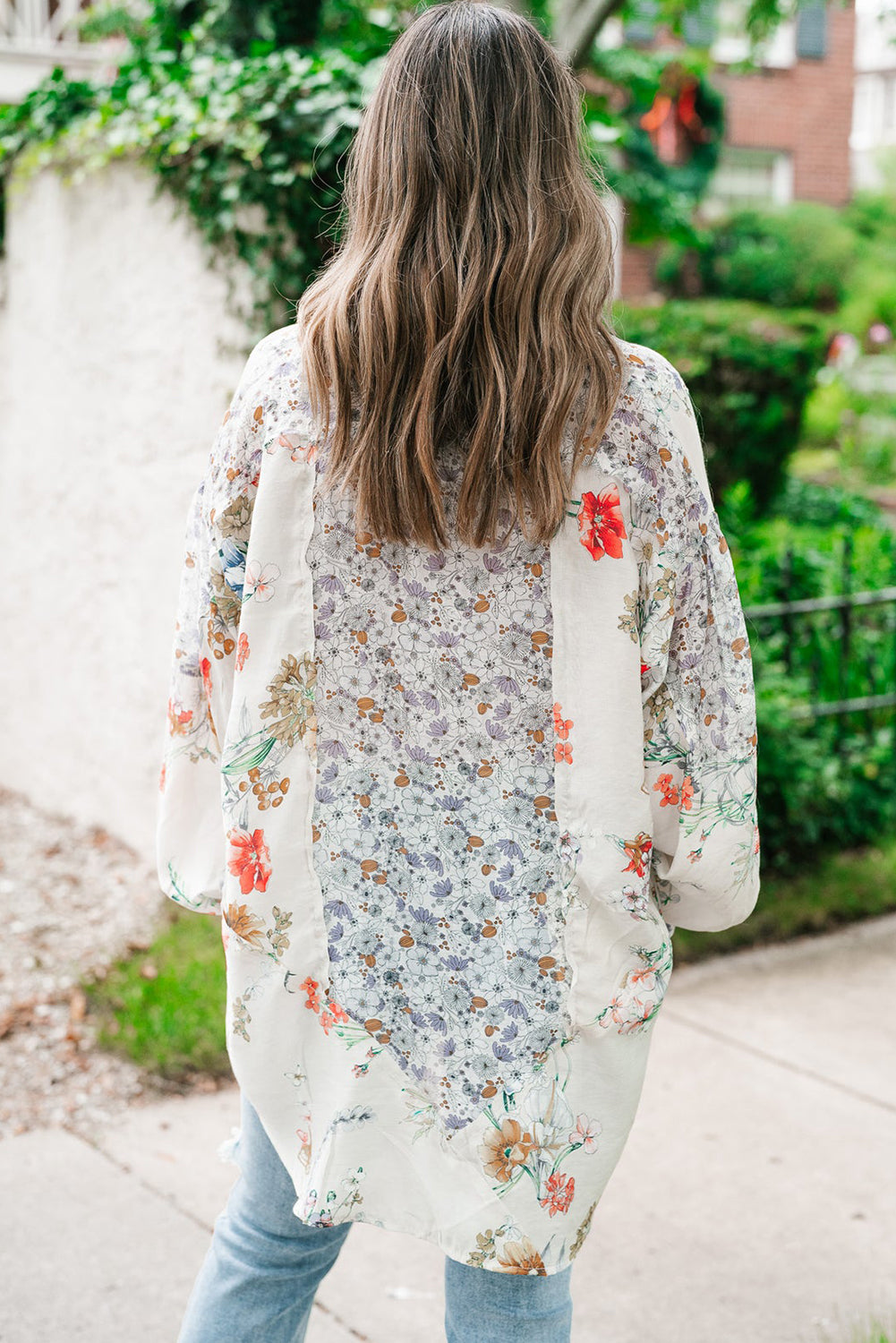 Chemise ample boutonnée à manches évêque florales Boho violettes