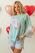 Large high with long sleeves clearly aqua plaid floral peace heart graphic