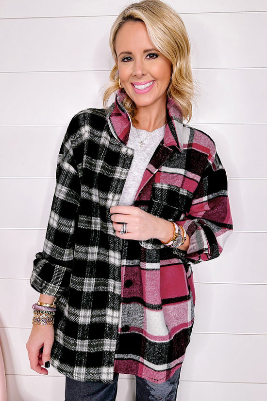 Ample black checkered jacket Color Block *