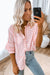 Long -sleeved and pink striped casual shirt