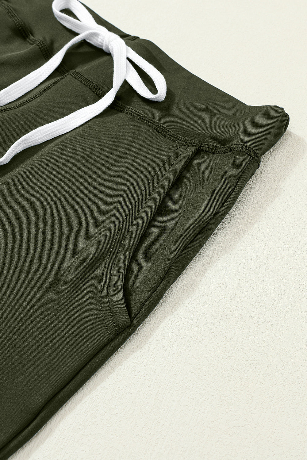 Moss Green Drawstring Waist Pocketed Joggers