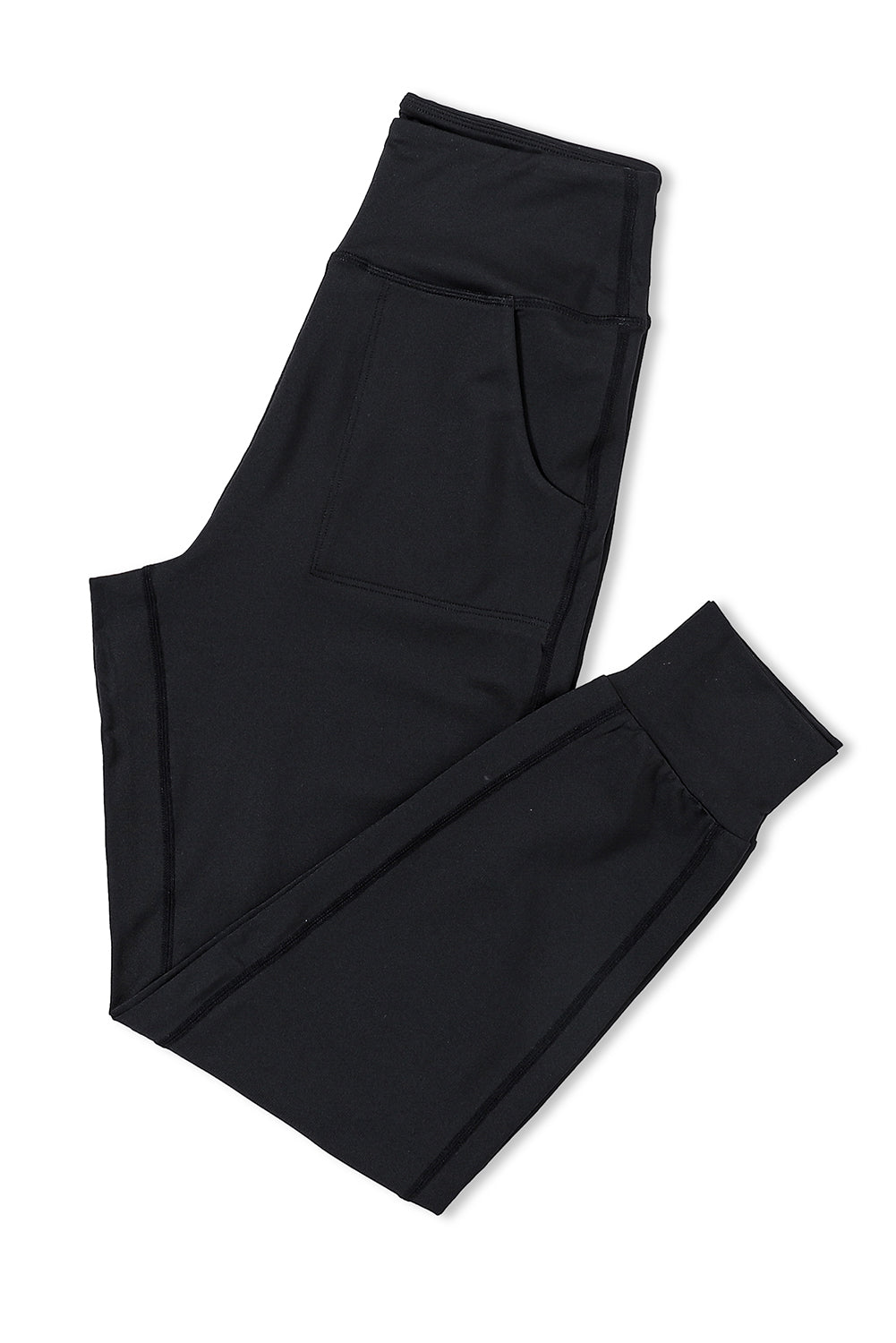 Pantalon de jogging taille haute noir avec poches et coutures apparentes