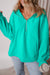 Aruba Blue Fleece Lined Loose Fit Hoodie with Half Zip and Kangaroo Pockets