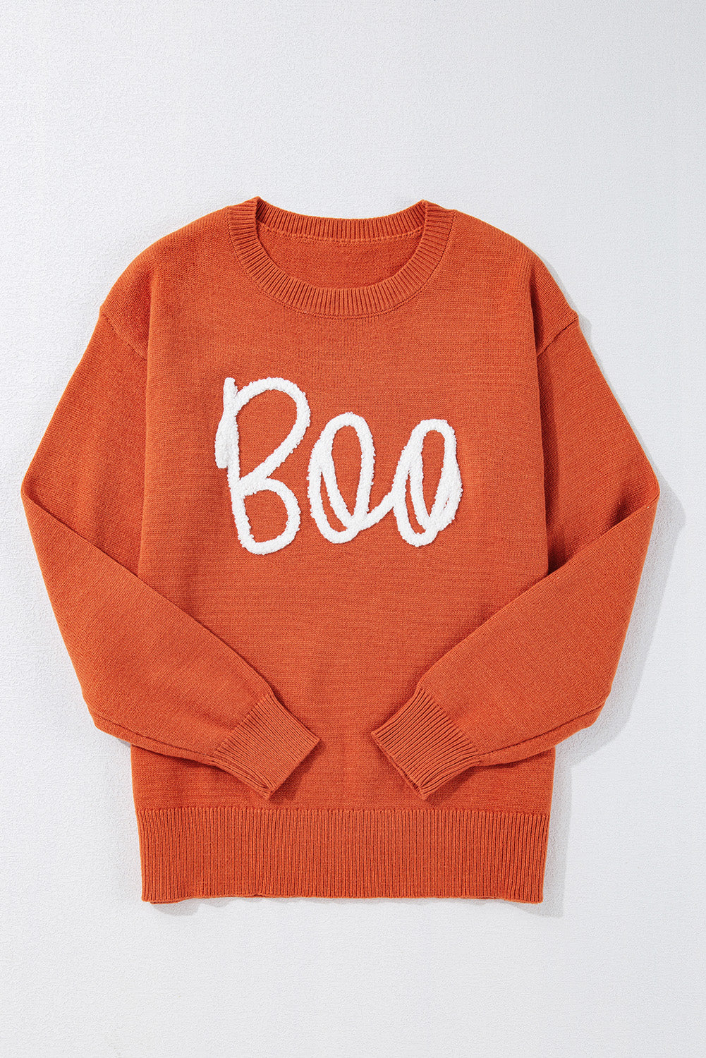 Orange Boo - Ribbed Drop Shoulder Knitted Sweater