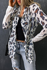 Cardigan ouvert blanc à imprimé léopard vintage-A WOMAN WE LOVE