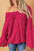 Pull en tricot tressé à col en V Rose Bubblegum