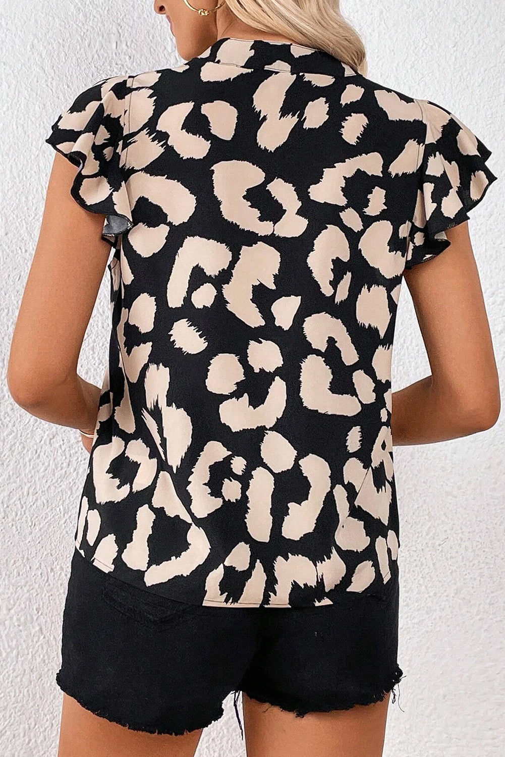 Blouse de cou de couche à manches à manches à volants à volants à volants