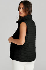 Doudoune matelassée zippée à col en peluche noire-A WOMAN WE LOVE