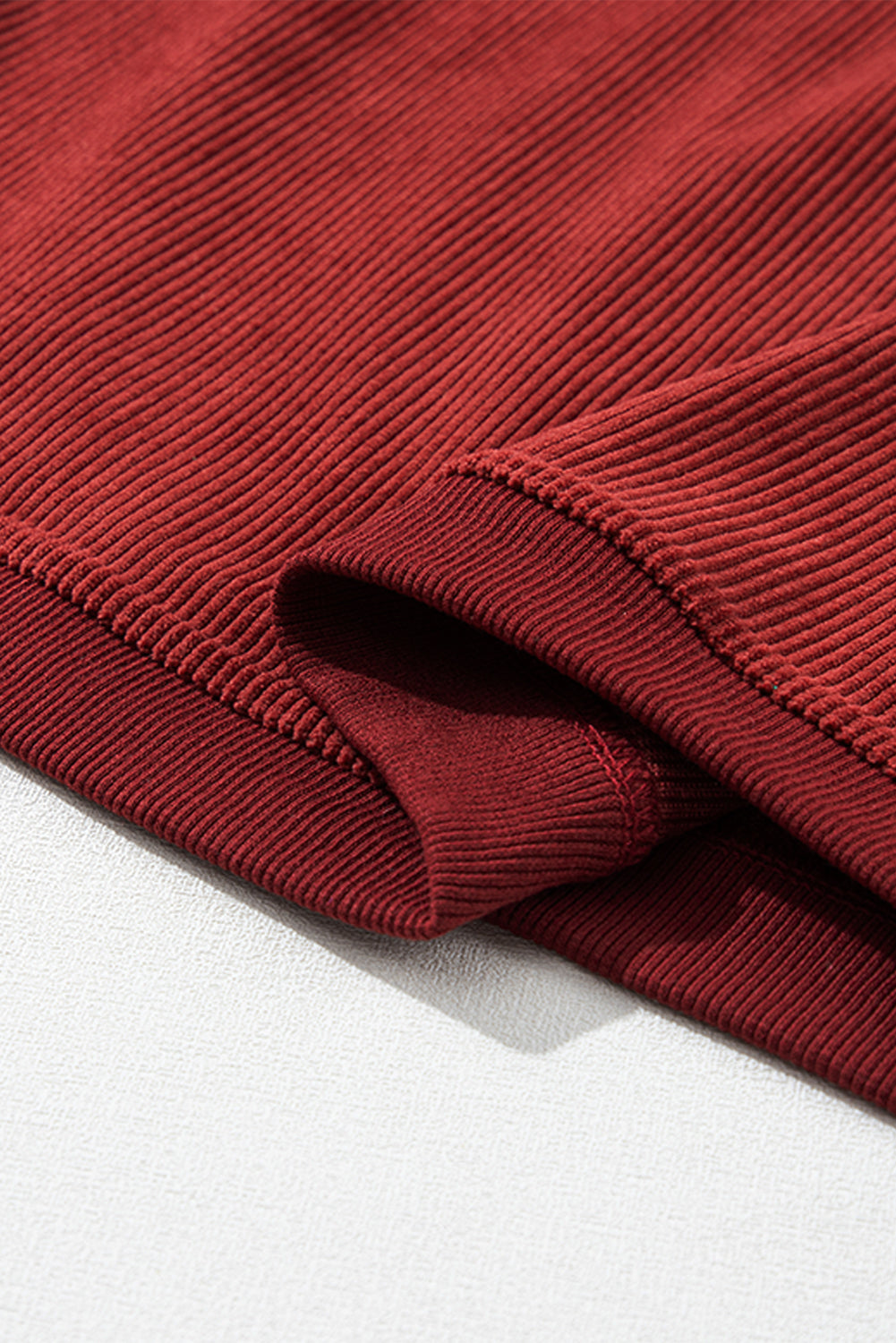 Racing Red Ribbed Corded Oversized Sweatshirt