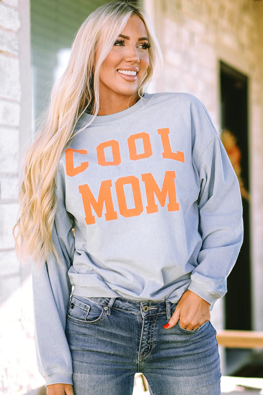 Gray Sweatshirt with COOL COOL MOM GRAPHIC PRINT