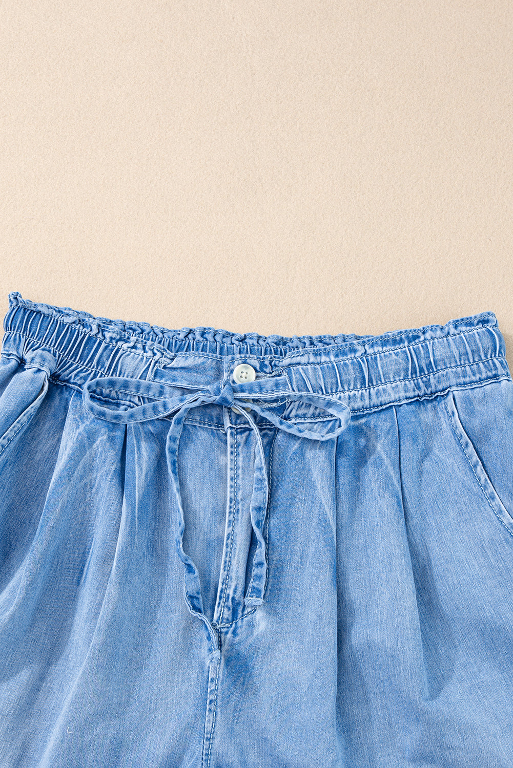 Beau Blue Chambray Drawstring Casual Shorts