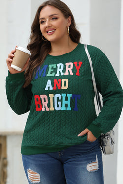 Bright and cheerful cable knit sweatshirt in blackish green