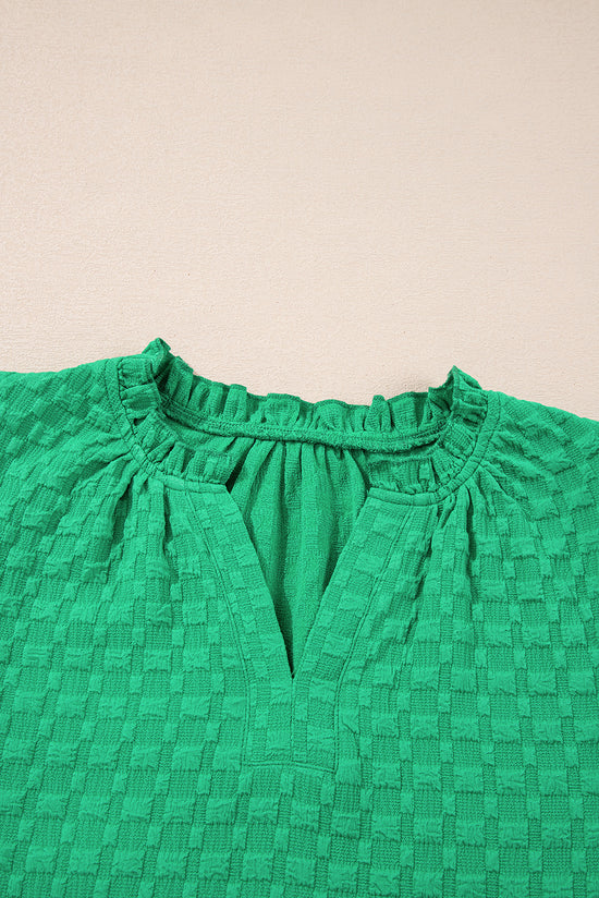 High textured green with short sleeves *