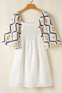 Ample mini-down-robe with western aztec print *