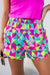 Multicolor Geometric High Waisted Sports Shorts