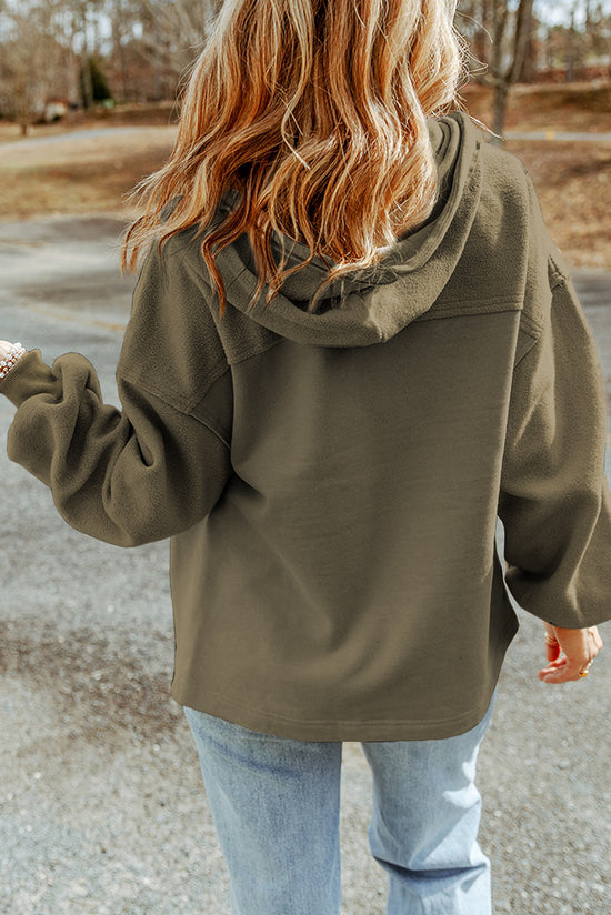 Chaqueta verde con zonas verdes con capucha y cordón con bolsillo con bolsillo de aleta