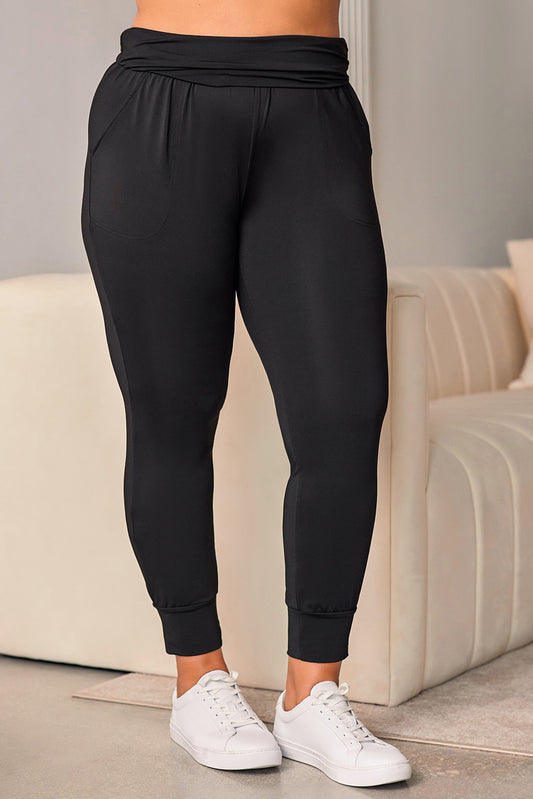 Black Plus Size High Taies Pantalon Skinny