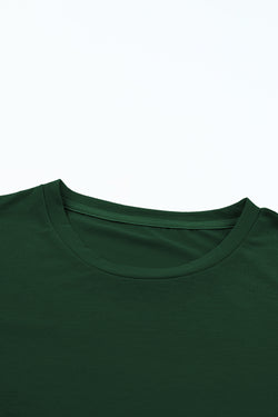 Camiseta verde decretada con cuello redondo