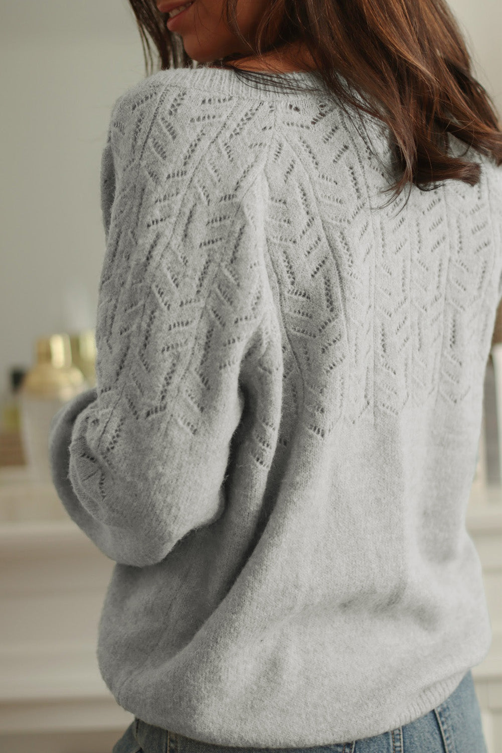 Cardigan en tricot boutonné évidé-A WOMAN WE LOVE