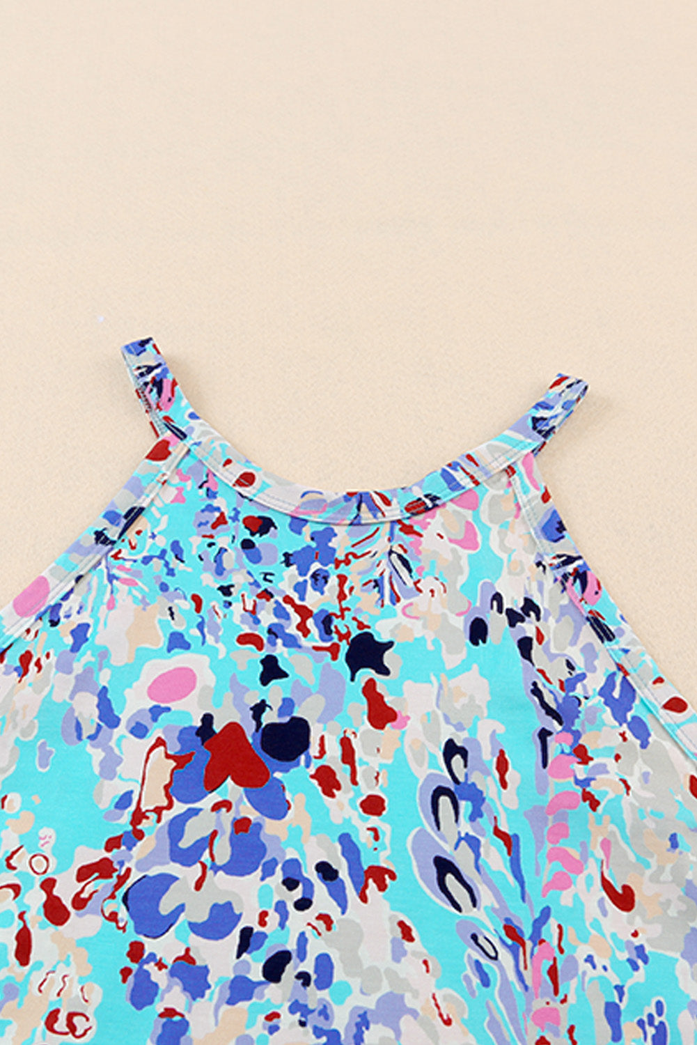 Débardeur dos nageur à imprimé floral tropical bleu ciel-A WOMAN WE LOVE