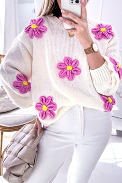 White flower hook sweater