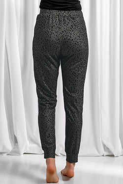 Pantalones de jogging de leopardo negros y ventos