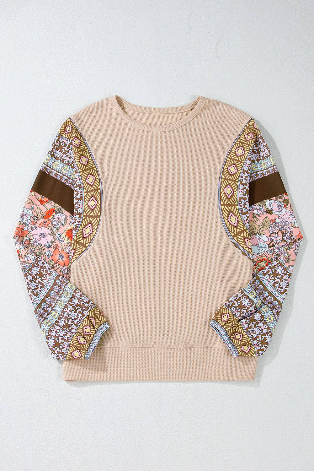 Contrasto di pergamena Floral Patchwork Solleve Waffle Top